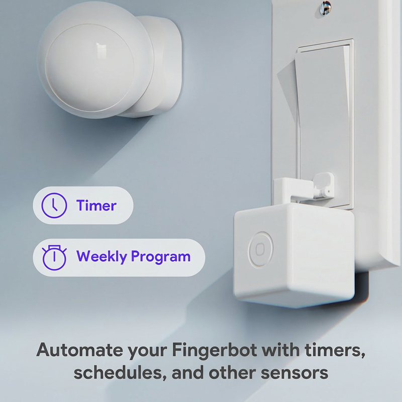 Adaprox Fingerbot Plus smart button pusher with timer and schedule automation for light switches